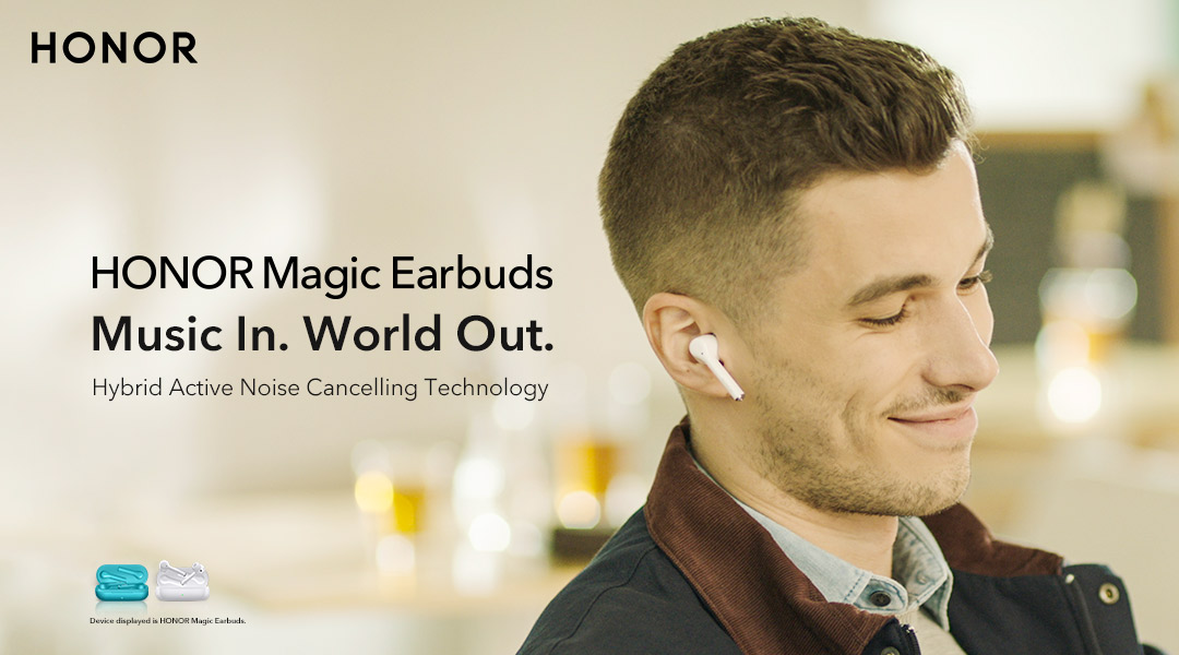 Honorglobal's tweet photo. Break away from all the disruptions and #MusicInWorldOut with #HONORMagicEarbuds! Hit ❤️ if you're feeling the groove! https://t.co/s3mPmn537h