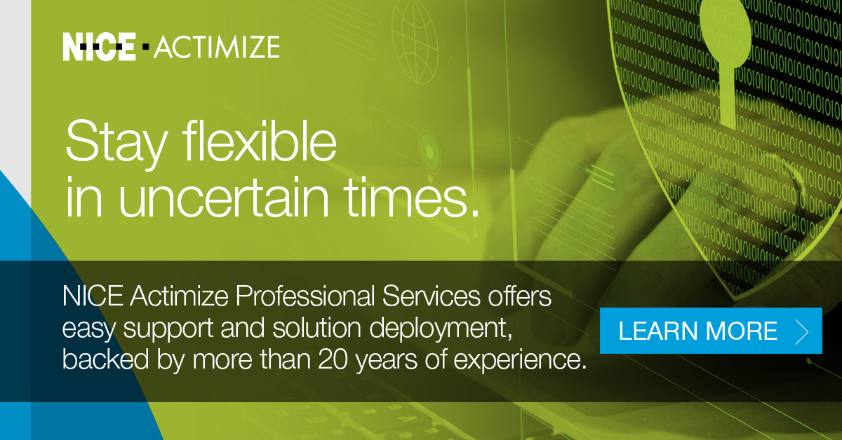 Lgt070809's tweet photo. Now more than ever, it's important to rely on experts to help you adapt to the constant change. Our NICE Actimize #professionalservices partner w/ your org to provide you w/ the solutions needed to stay ahead of the curve every step of the way:
https://t.co/6hjzThtWZJ
#AML #fraud https://t.co/84Ukdxnp3i