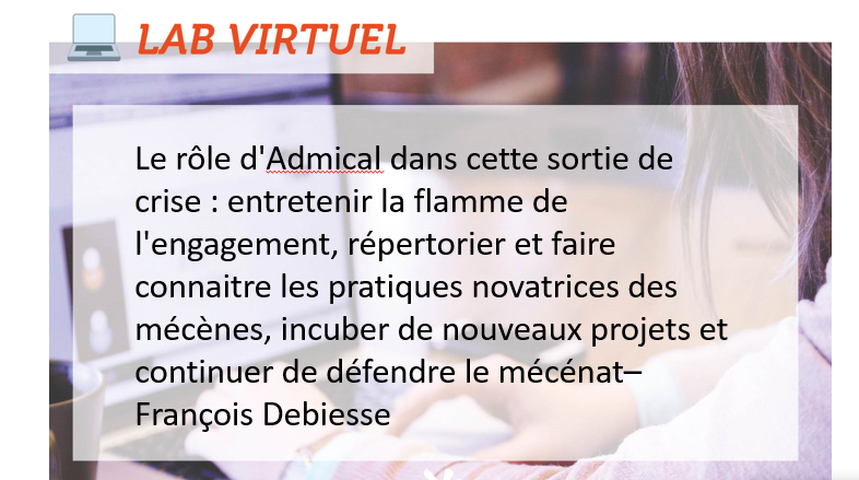 ADMICAL's tweet photo. Le mot de la fin par François Debiesse : continuons à agir ensemble ! Admical reste à vos cÎtés ! #labadmical #mécénat #philanthropie https://t.co/VzujTmU3o5
