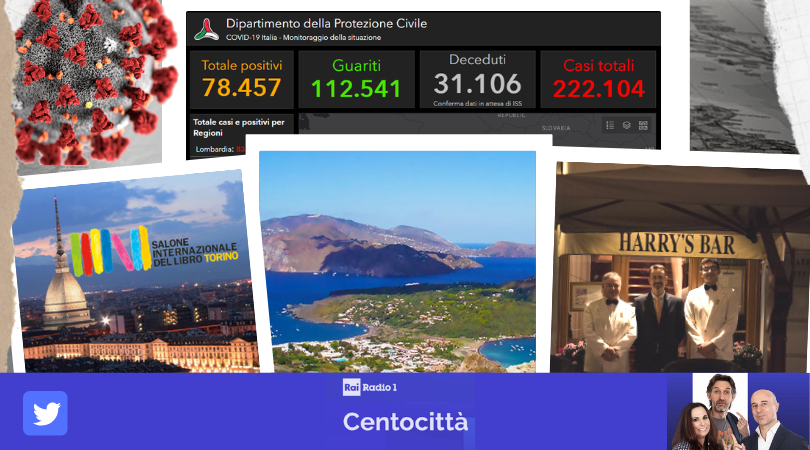 📌#Centocittà con: <a href="/LanzarinManuela/">Manuela Lanzarin</a>, Arrigo <a href="/Cipriani/">Cipriani</a> #HarrysBar, Giampaolo Buti (Firenzuola), Raimondo Ambrosino (Procida) Giuseppe Mineo <a href="/AssoturismoTP/">Confesercenti Trapani</a>, <a href="/NicolaLagioia/">Nicola Lagioia</a> <a href="/SalonedelLibro/">Salone Libro Torino</a>, Raffaella Palladino <a href="/CooperativaEVA/">Cooperativa E.V.A.</a>, Guglielmo Merazzi Coop Agrama (CZ) Alle 9.30 <a href="/Radio1Rai/">Rai Radio1</a>