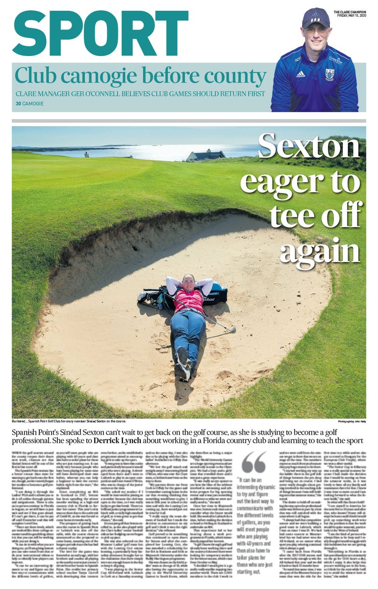 ClareChampion's tweet photo. In this week’s Clare Champion: No end in sight to Miltown water crisis, Talty’s in Lissycasey sell winning lotto ticket, Leaving Cert students speak, how Clare marked Darkness Into Light and extensive coverage of local golf as courses prepare to re-open. https://t.co/acsgUallkf