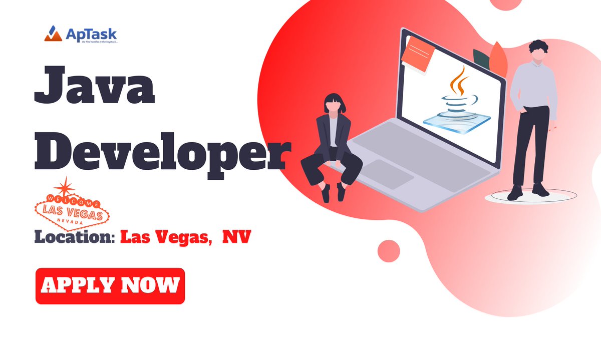 MyApTask's tweet image. Opening for #JavaDeveloper at #LasVegas skills you need to have is #JavaServer #JSP #servlets #Struts #Spring
#SOAP/ #REST #HTML, #CSS, #JavaScript, #JQuery #XML #JSON #OOP Visit #ApTask to view JD lnkd.in/fneDfwh #jobsites #job #Jobs #joboffers #JobinUSA #usajobs
