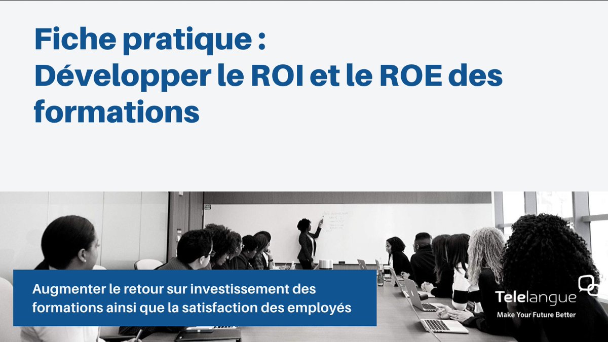 Telelangue's tweet photo. Les DRH veulent mesurer le ROI et le Retour sur Engagement (ROE) des formations . Augmentez dès maintenant la satisfaction des participants.
Consultez votre fiche pratique en téléchargement libre : “Comment développer le ROI et le ROE de vos formations” - https://t.co/9hIWAjkWV5 https://t.co/jYxwJWYqwJ