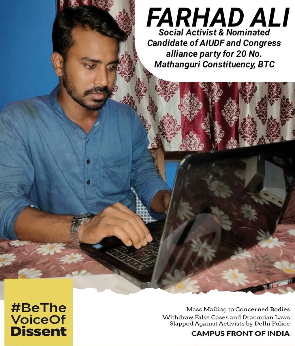 FarhadAliAhmed's tweet photo. CLOUD PROTEST

Lockdown should never be a reason to abstain from protesting. Withdraw false cases and draconian laws slapped against activists by Delhi Police.

#BeTheVoiceOfDissent #CloudProtest #MassMailing #CampusFront https://t.co/DKqbngFitG