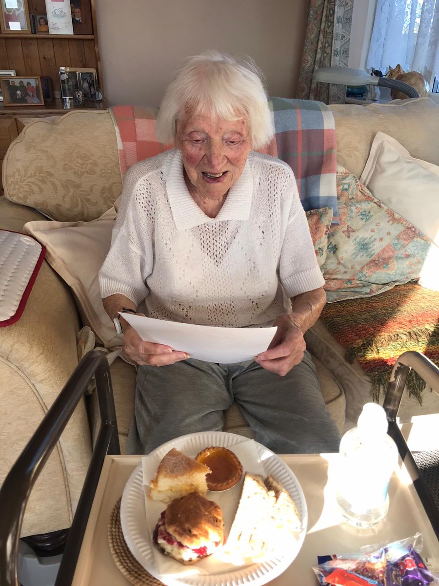 BluebirdCareTN's tweet photo. Customer May loved her VE Day poem ❤️ she savoured her cream tea and kept it in the fridge for the following day 🌈 #VE75 https://t.co/7qCIgo2Cyg