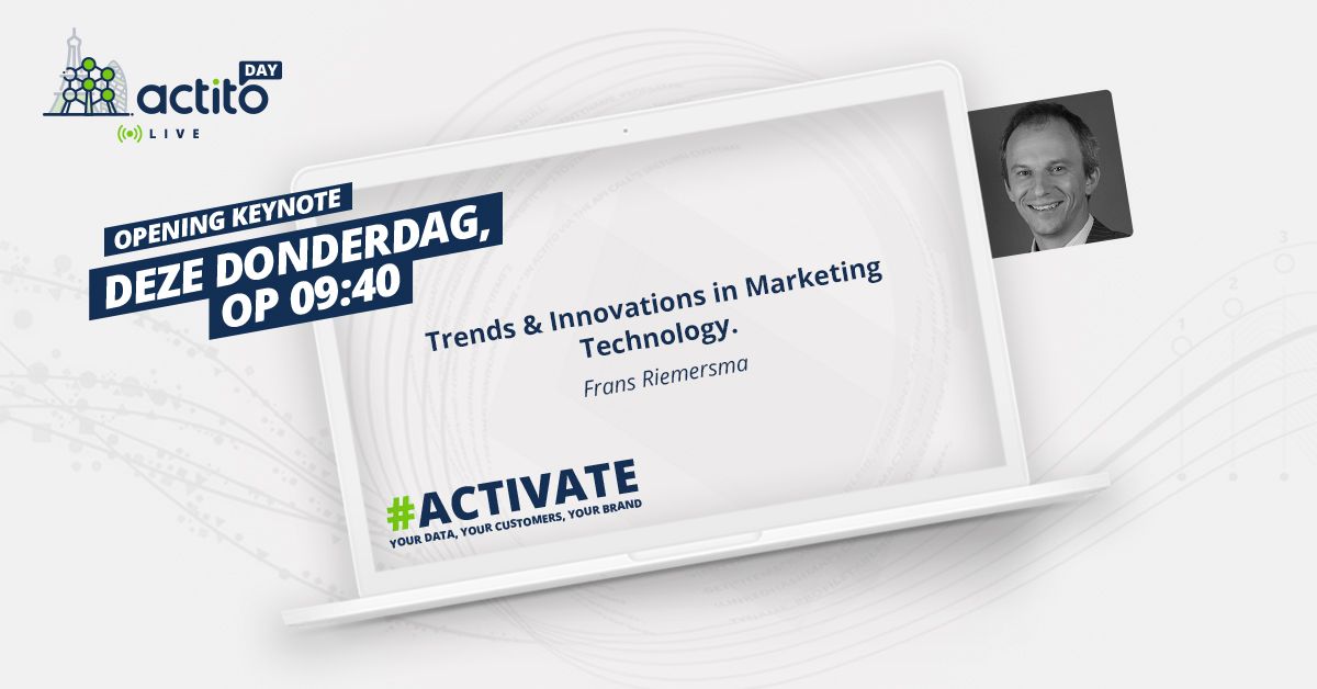 We zijn vertrokken! 🤩 De Actito Day Live is geopend en binnen enkele minuten beklimt Frans Riemersma de virtuele main stage. Hij komt vertellen wat hij geleerd heeft na meer dan 10 jaar ervaring als expert van marketingtechnologie. Niet te missen! bit.ly/2JRgiZj