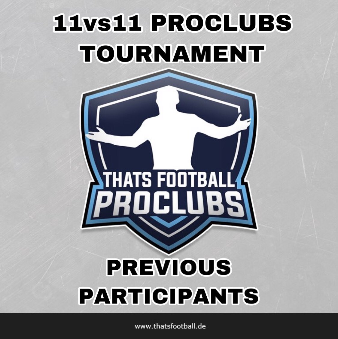 🔥22th May🔥
thatsfootball.de/turniere.php
1500€ Pricepool 
3000€ Grand Final FREE
◾️ DIGITAL Sports 
◾️ Rising Rain
◾️ FK Austria Wien eSports
◾️ CreativeFutbol
◾️ FC BEASTMOD3
◾️ #OrtenauerSugar
◾️ #Supertoyclub
◾️ #FifaLegendz 
◾️ Thats Football
◾️ Möbus&amp;Friends  
◾️ OFR
◾️ #Limit