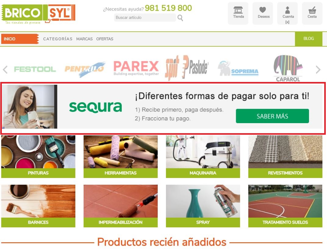 MAS FACILIDADES PARA COMPRAR EN NUESTRA WEB, compra hoy y paga después, financia tus compras, con SEQURA