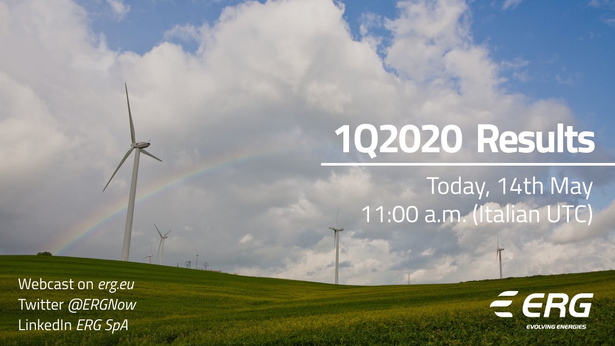 ERGnow's tweet photo. Today, ERG to hold first quarter 2020 results conference call.
The conference call to discuss the first quarter 2020 results is scheduled for 11.00 Italian time (10.00 UK time). Today, May 14th, 2020.
Link to the webcast:
https://t.co/VM7Q7pZdDz
#WeAreERG #ERGir https://t.co/plFI1OBBgT