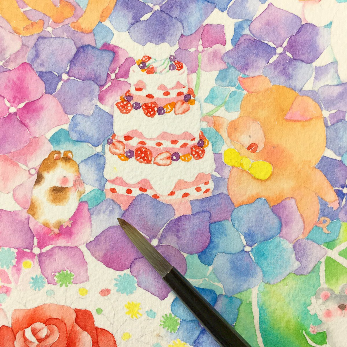 こばやしあや 紫陽花にケーキがあらわれまぢた 次の絵 下絵 6月の絵 あじさい ウェディング 幸せ Happy ケーキ ぶたさん ハムスター ウェディングケーキ Love 愛 好き 水彩画 水彩 イラスト こばやしあや Painting こばやしあや 紫陽花にケーキがあらわれまぢた 次の絵 下絵 6月の絵 あじさい ウェディング 幸せ Happy ケーキ ぶたさん ハムスター ウェディングケーキ Love 愛 好き 水彩画 水彩 イラスト こばやしあや Painting