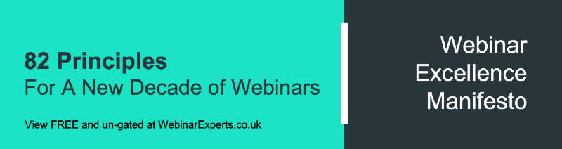 WebinarExp's tweet photo. Over the next 3 months we'll be posting the 82 Principles of the Webinar Excellence Manifesto - 1 a day, FREE. Follow #webinarexcellence

Can't wait? Read the full Webinar Excellence Manifesto un-gated at https://t.co/5Nw69LFjsc https://t.co/nHaIlrDmaX