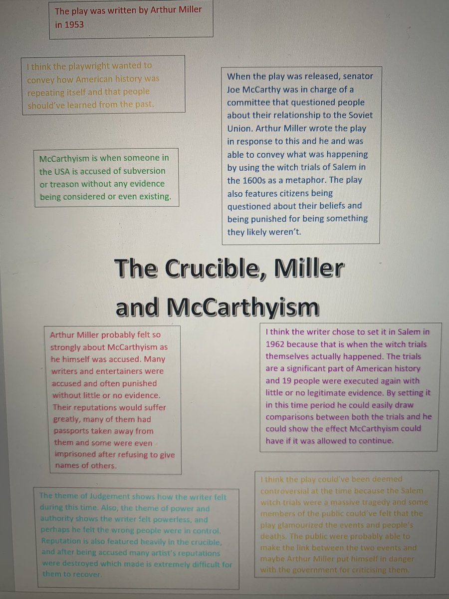 LHSDrama5's tweet photo. Some excellent background research on The Crucible by one of our senior phase learners. Great work! #TextInContext #TeamDrama 🎭 https://t.co/oycbqF5uvB