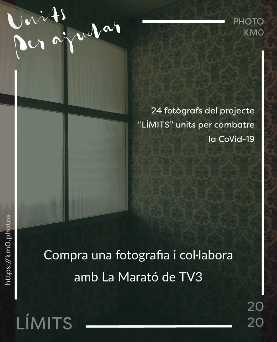 davidoliete's tweet photo. Venda de fotografia solidària del projecte "Límits" @photokm0. Tots els beneficis es destinaran a La Marató de TV3, dedicada enguany a la lluita contra la #COVID19.

Informació i venda ▶️  https://t.co/kD7vLVPcnR https://t.co/kgWtEzi5vc