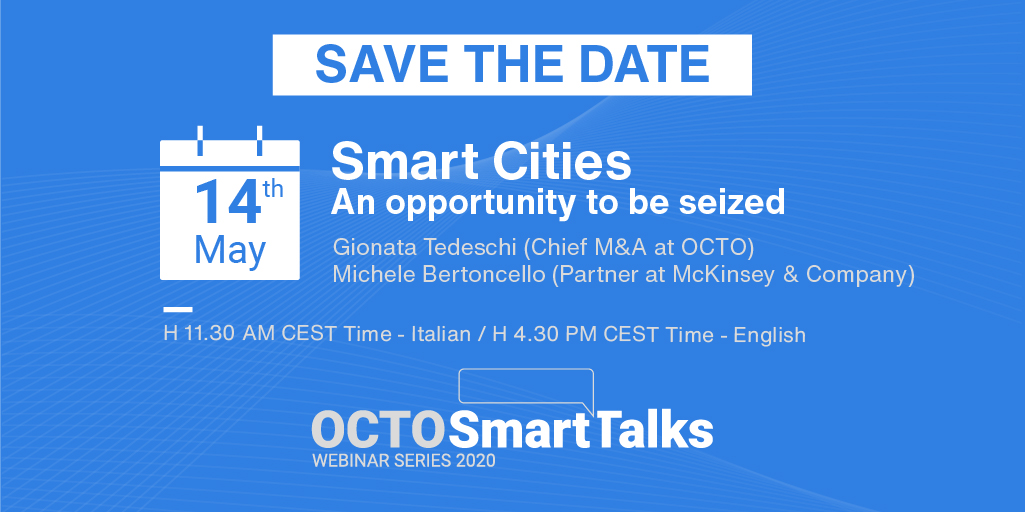 OctoTelematics's tweet photo. Hurry up and register now!
Webinar #SmartCities #OctoSmartTalks
⏰ Today
h 11.30 CEST in 🇮🇹 https://t.co/vmvDgU5Ct0
h 16.30 CEST in 🇬🇧 https://t.co/auvDNGEfzP
Speakers: @GionataTedeschi Chief M&A #OCTOTelematics and Michele Bertoncello, Partner @atMcKinsey_IT & Co https://t.co/TDtKHKoiF0