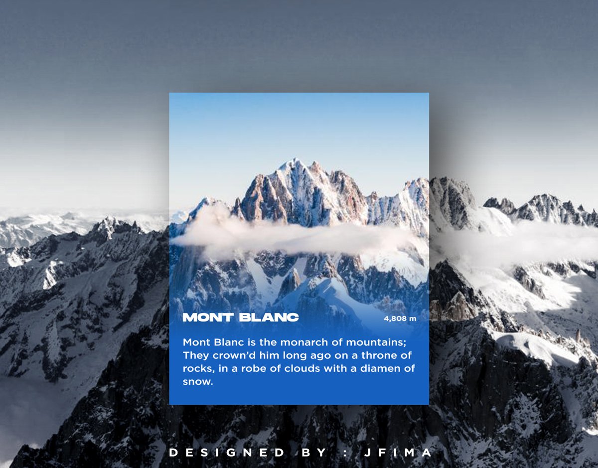 fima_j's tweet photo. MONT BLANC SUMMIT POSTER DESIGN  |  J.FIMA
.
.
.
.
.
#graphicdesign #graphicart #design #inspiration #photoshop #cc2014 #adobe #posterdesign #stayhome #StaySafeStayHome #MontBlanc #mountains #blue #gradient #silhouette #BlackAndWhite #photography https://t.co/yh6Fi0CwQp