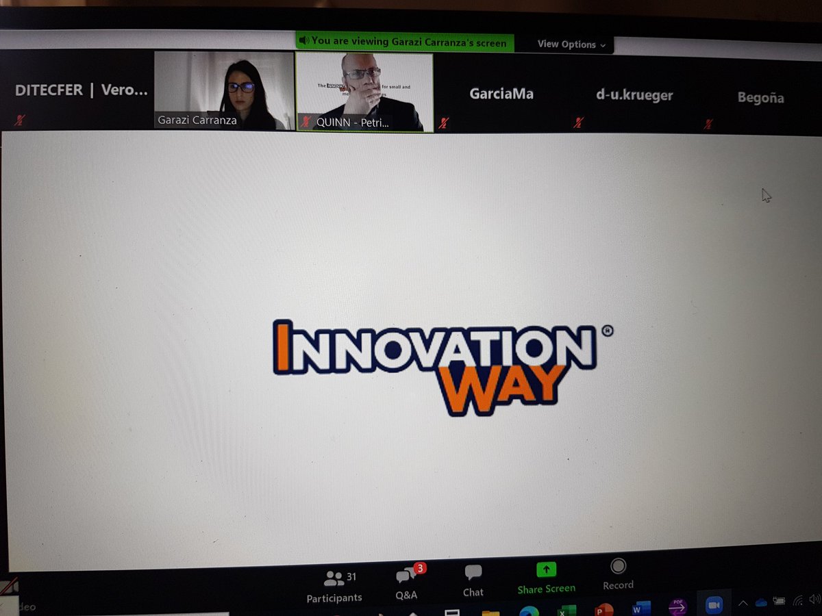 DITECFER's tweet photo. ๐ฅ Live from our Webinar @ActivationRail. Now @ConsorzioQuinn introduces its ยฎ#InnovationWay Methodology that will be applied to RailActivation #Workshops, that will be a key part of our #PilotScheme to untap #Workplace #Innovation in #Rail #Supply #SMEs. #H2020_INNOSUP https://t.co/5xtJCGuqRa