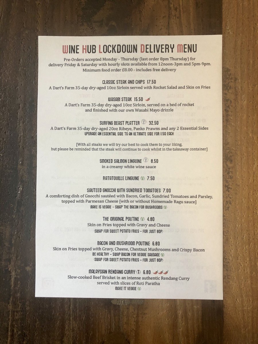 winehubdevon's tweet photo. Don’t miss out! Order before 8pm today!

Let Arthur cook and deliver to you on Fridays and Saturdays, for lunch or dinner!

T&amp;C’s in the pics 
(#Exmouth only sorry!) #DontMissOut #FoodDelivery https://t.co/CH9c90GGgQ