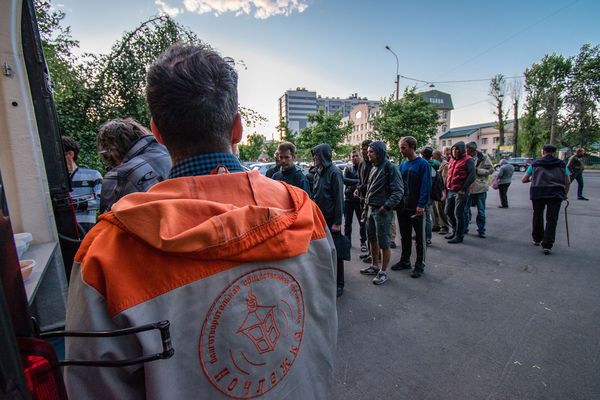 3/4 Grigory Sverdlin, director of the Nochlezhka charity that organizes food handouts in St. Petersburg, says demand for meals has almost doubled.“There’s just a huge number of people right now who are out of work and on the street, or in a very difficult financial situation.”