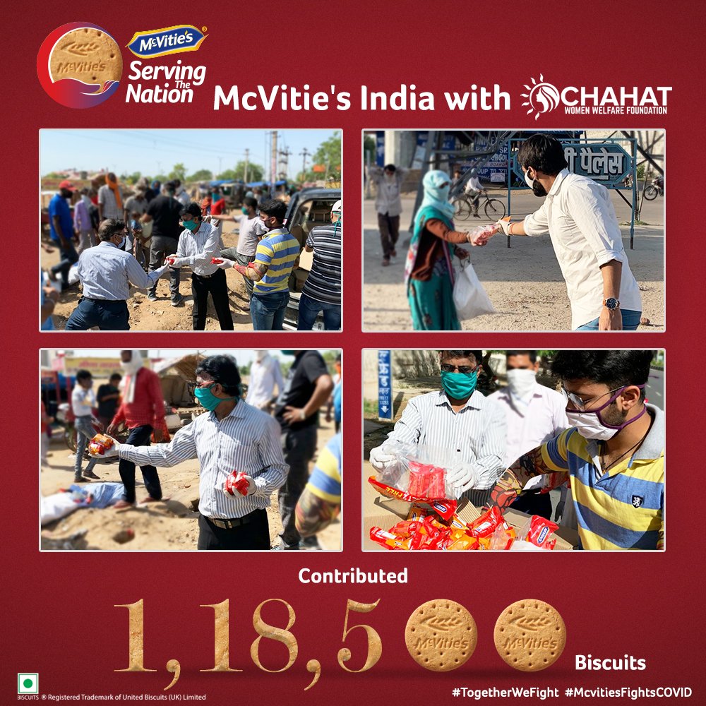 McVitiesIndia's tweet photo. There’s no service bigger than helping one another!
When it comes to the spirit of serving the nation, team 
@McVitiesIndia 
 is doing its bit!
Thankyou #ChahatWomenWelfareFoundation for collaborating.
We’re proud to have distributed 1.18k+ biscuits to the citizens of Jaipur! https://t.co/85WEkf3T5m