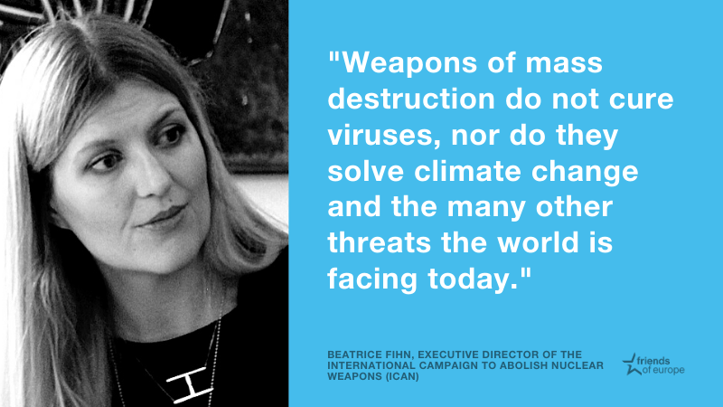  #COVID19 has exposed the need to refocus security priorities. Executive Director of ICAN ( @nuclearban) Beatrice Fihn ( @BeaFihn) notes that governments waste billions on nuclear weapons every year. Why not refocus those resources on health, education or climate?  #SecJam  #FoEDebate