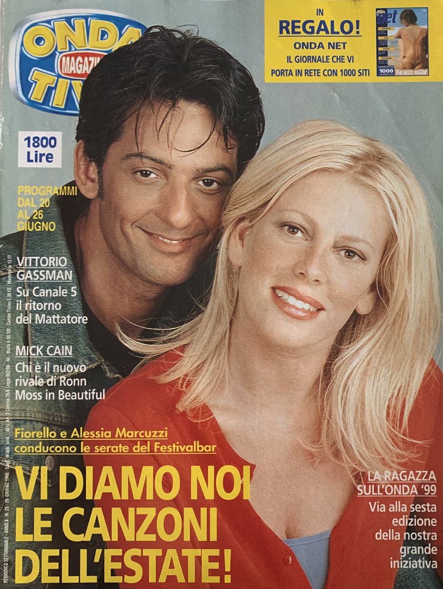 belfiore_ale's tweet photo. Giugno 1999โข
La voglia di Festivalbar non passerร mai! ๐๐ป๐๐ป๐๐ป
Si chiude anche oggi con la bella Alessia Marcuzzi in posa con Rosario per #OndaTv
Ciao Fiorai ! ๐๐ป
@Fiorello @lapinella #Festivalbar #vogliadiFestivalbar https://t.co/O7WjjWNFdi