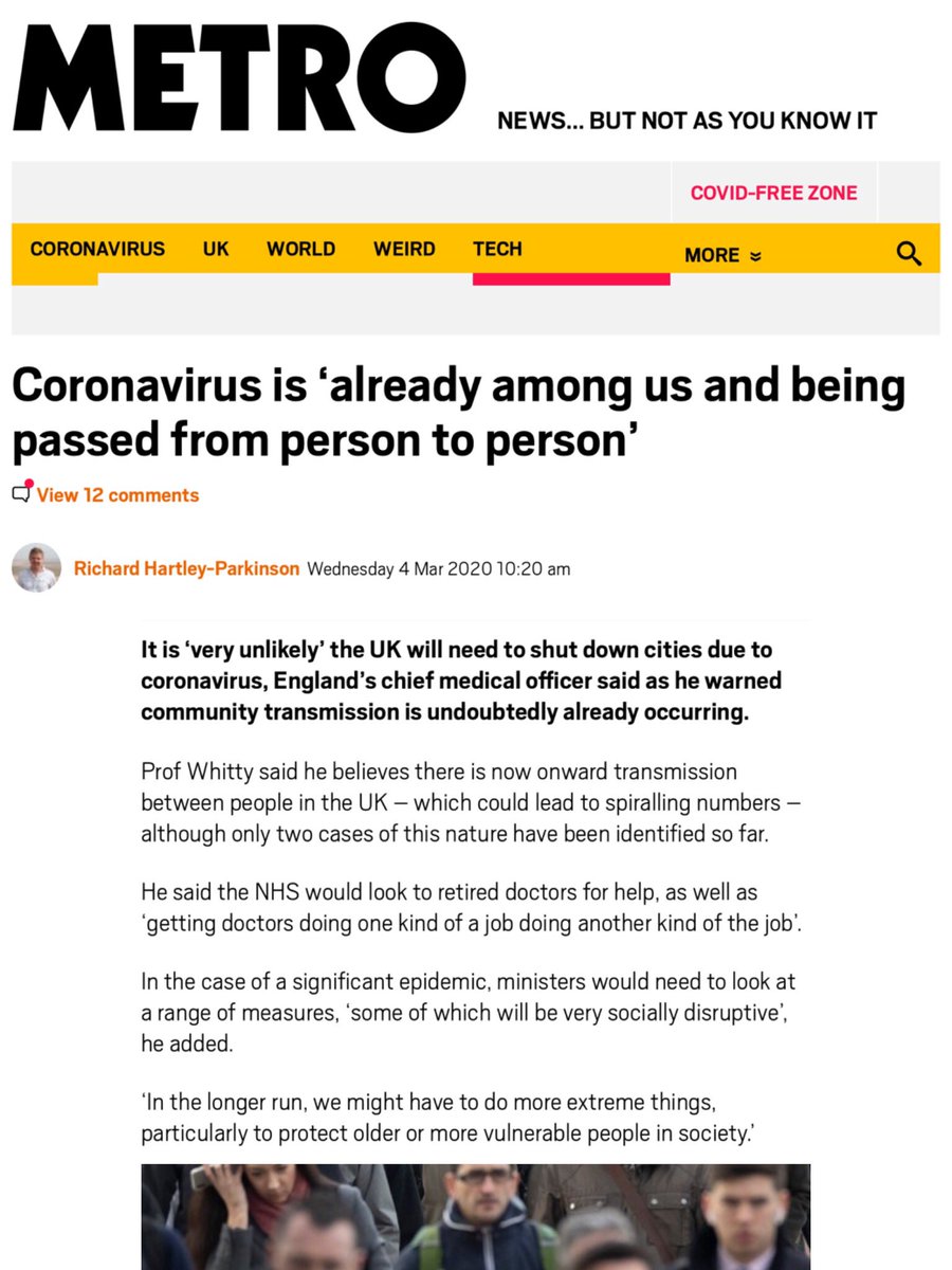 Health Minister, Edward Argar, was very insistent with  @JustinOnWeb - reason gov’t didn’t lock down care homes before 13/3 is that scientific advice “remained that community transmission was not happening at the time”.  @CMO_England toured studios NINE DAYS BEFORE saying this: