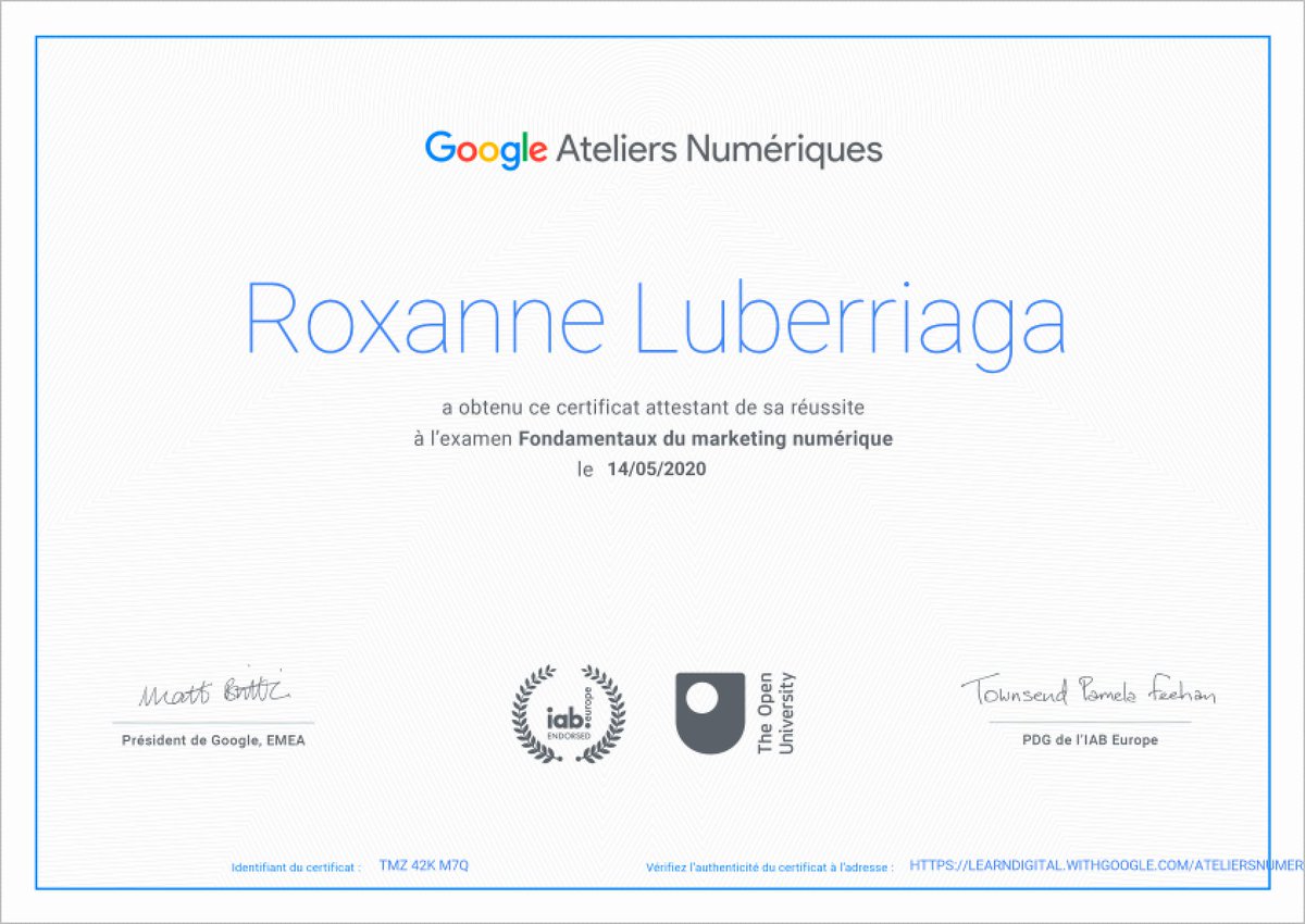 Certification "Fondamentaux du marketing numérique" en poche ✅

#Google #marketingdigital #certification