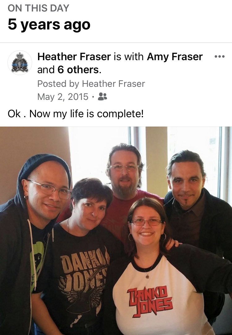 heather_ehm's tweet photo. 5 years ago today I finally  got to meet @dankojones before his Halifax concert. I really hope after the #COVID19 lockdown is over and if he starts to tour again, he comes back this way! #faverockstar #nevertooloud #mangokid https://t.co/1Ku9ycy42C