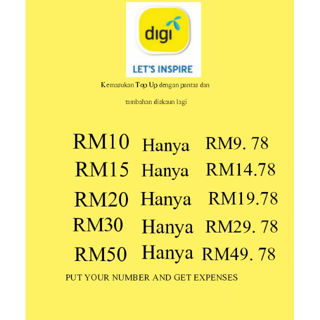 I'm selling Digi Topup  Rm10, RM15, RM20  Rm30,... for RM0.00. Get it on Shopee now! shopee.com.my/aqmarfarhan95/… #ShopeeMY