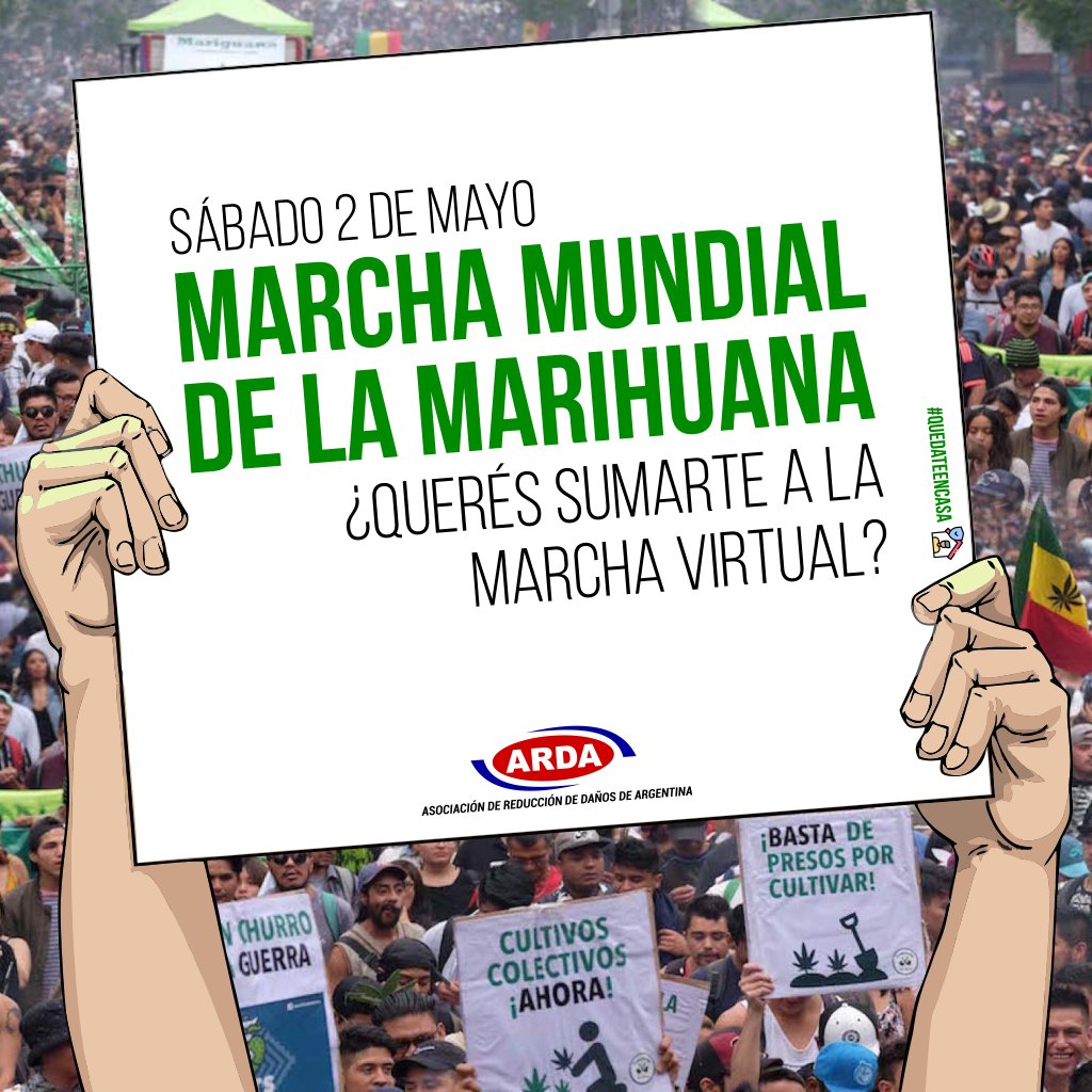 #MMM2020: ¡SUMÁ TU VOZ! 💚
Desde ARDA🔥 te invitamos a marchar virtualmente hoy en esta Marcha Mundial de la Marihuana. Por primera vez no nos encontraremos en las calles, pero vamos a copar las redes para seguir reclamando una profunda reforma de las políticas de drogas. Sigue⬇️