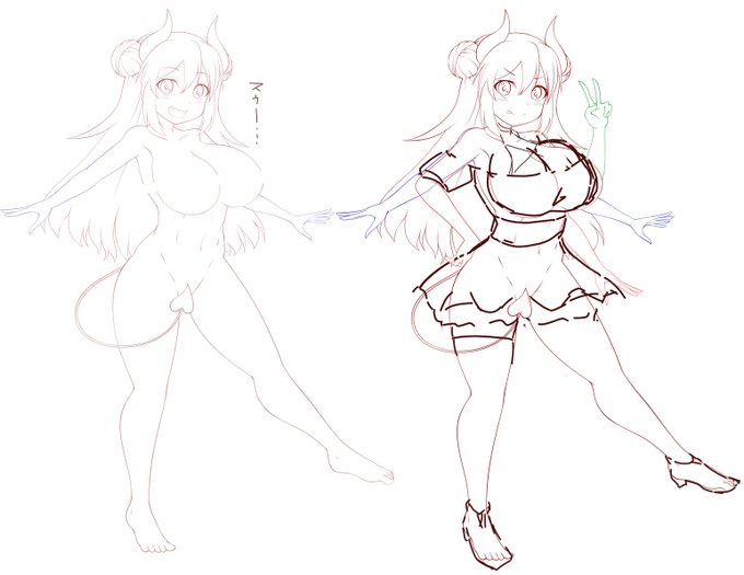 雑魚チワワ兄貴(@zakochiwawa)の家の安東ちきさん線画(※アポなし) 