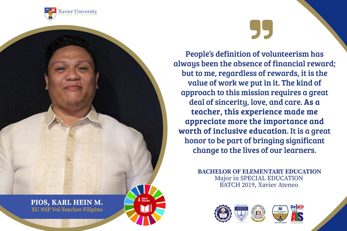 JettTorres4's tweet photo. #KwentongBolunter
"As a teacher, this experience made me appreciate more the importance and worth of inclusive education" --- PIOS, KARL HEIN M., LPT, Filipino Vol-teacher
#KwentongNSP #BridgingDreams #DepEdALS #ArrupeEC #AMDG
https://t.co/rEvSjbi5rl https://t.co/tLozECPhmB
