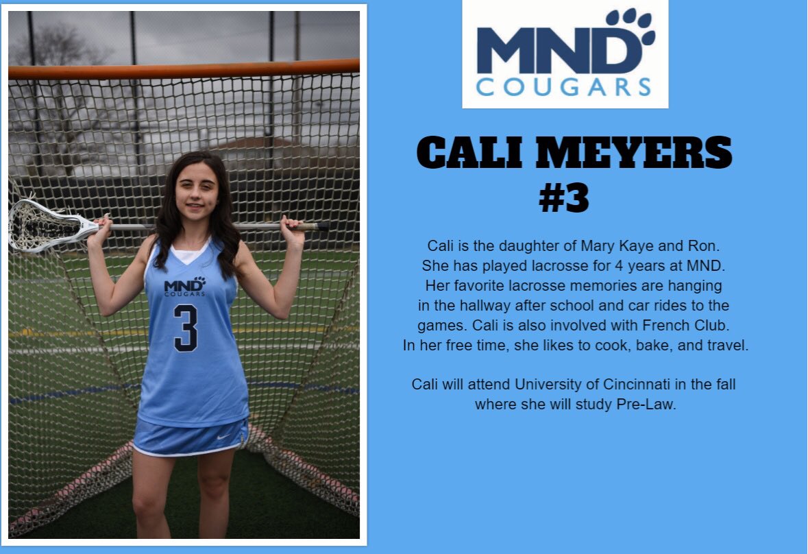 mndcougslax's tweet photo. Congratulations and Good Luck to Senior Defender Cali! https://t.co/ht9Ug6fNYE