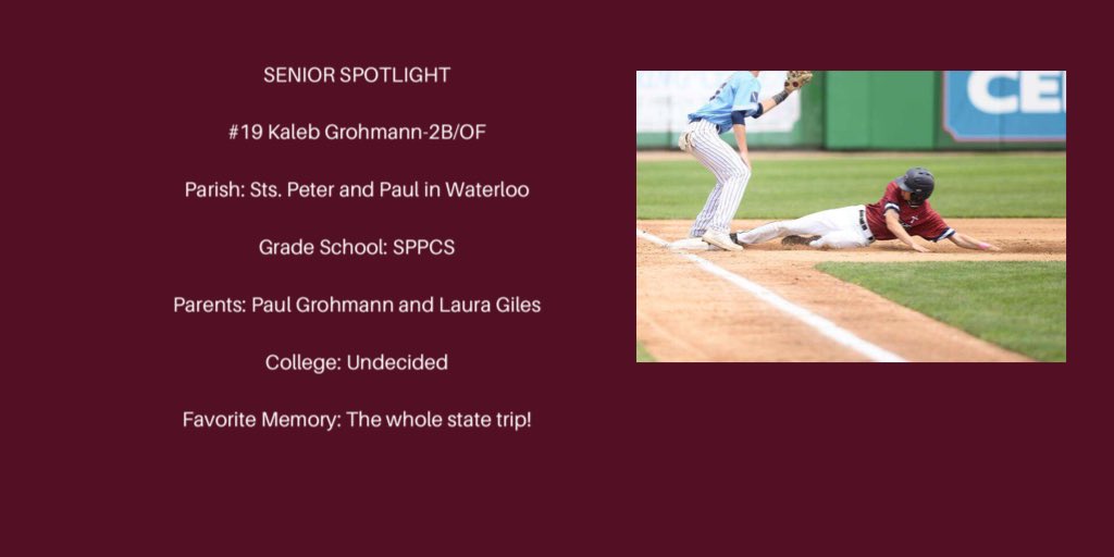 GibaultHawksBsb's tweet photo. Today’s Senior Spotlight is @KalebGrohmann. Kaleb found a role as our base running specialist. This year he was going to have a chance to have a much bigger role as our second baseman. Kaleb was always a player willing to learn from the coaching staff. #TCB #gibaultproud https://t.co/zBzjJtAbkX