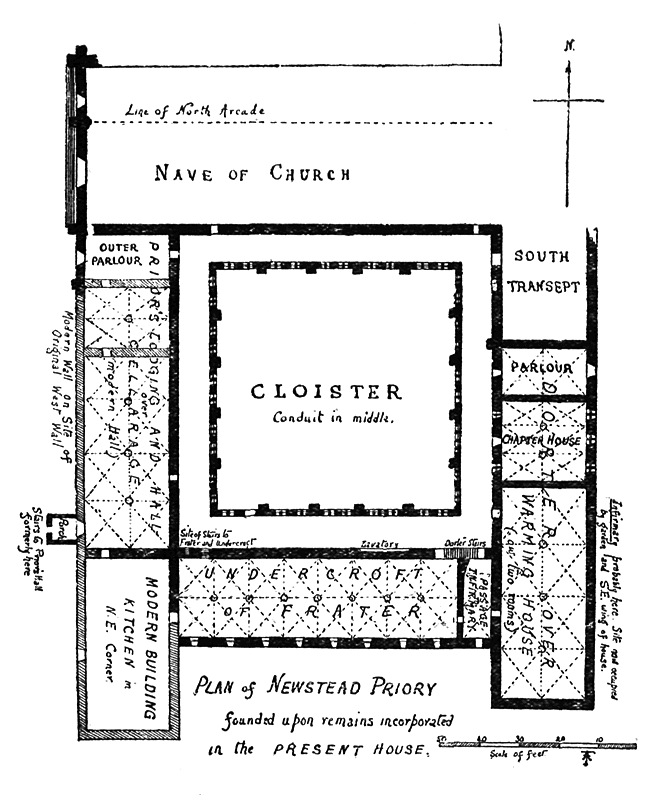 Newstead Austin Priory, f.1163, didn't pass £200 mark but chose to pay Crown fines until it surrendered 21 July 1539. Unusually the whole cloistrial range was turned into a mansion except the facade, which has a most unmedieval deceitful symmetry about it (didn't have a S aisle)