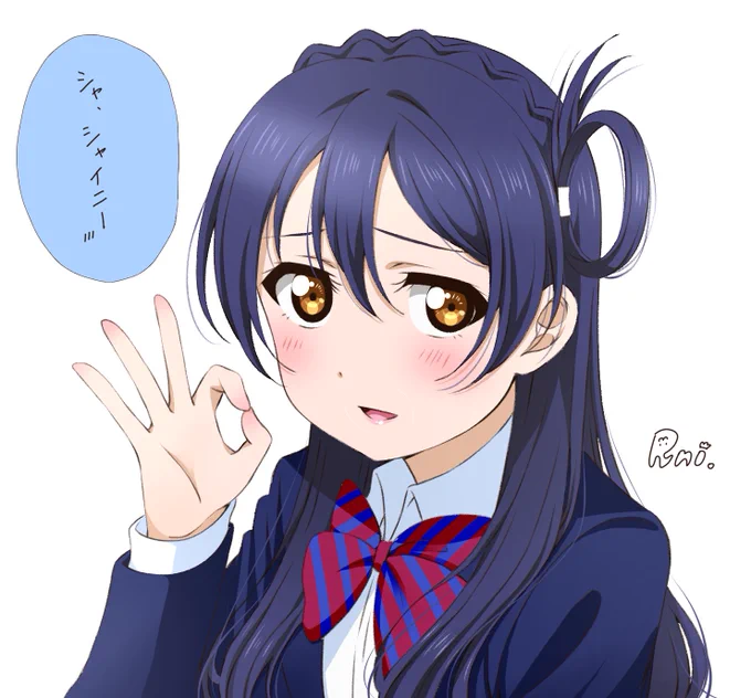 お題箱より
鞠莉ちゃんの髪型をした海未ちゃん✨? 