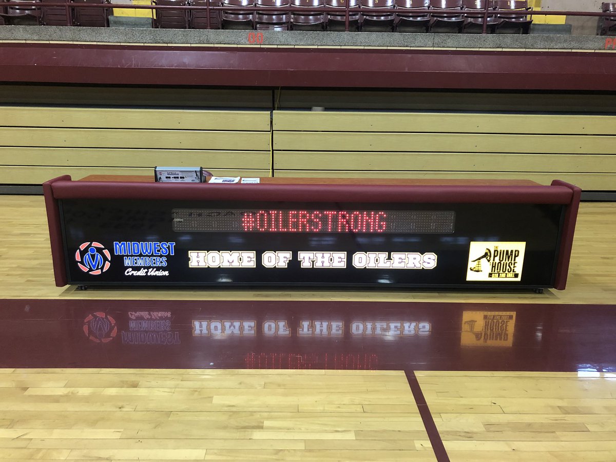 OilerAthletics's tweet photo. Our new score table reminds us that we are #OILERSTRONG https://t.co/H5HaDPS80a