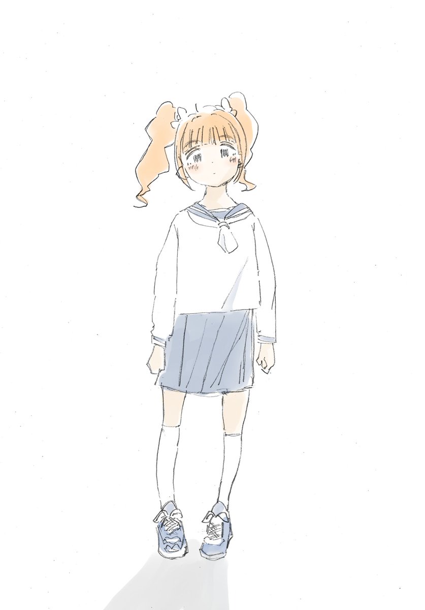 takatsuki yayoi 1girl solo twintails school uniform skirt socks white background  illustration images