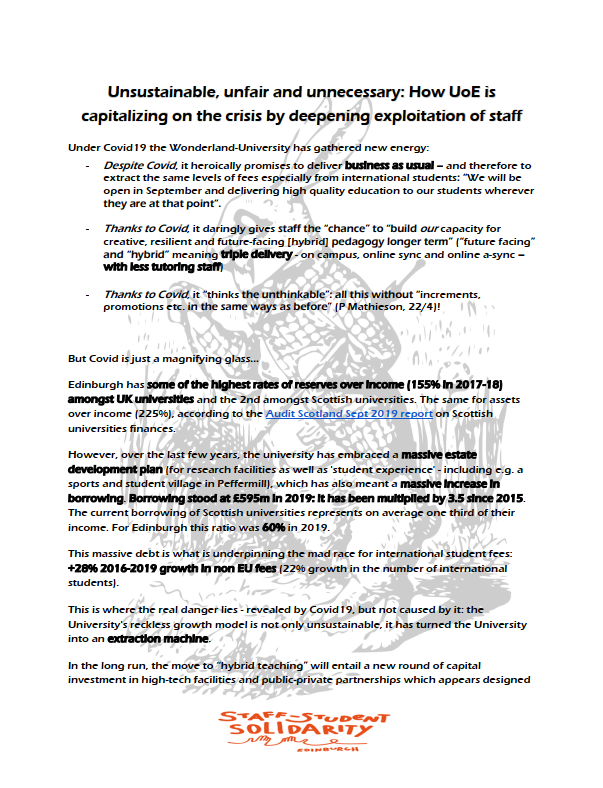 sssn_edi's tweet photo. Members of the Staff-Solidarity Network have put together a leaflet regarding the University Management's handling of the current crisis, please read and share widely! 
Text version here:
https://t.co/KhaRw7goc7 https://t.co/aelCxOPnyr