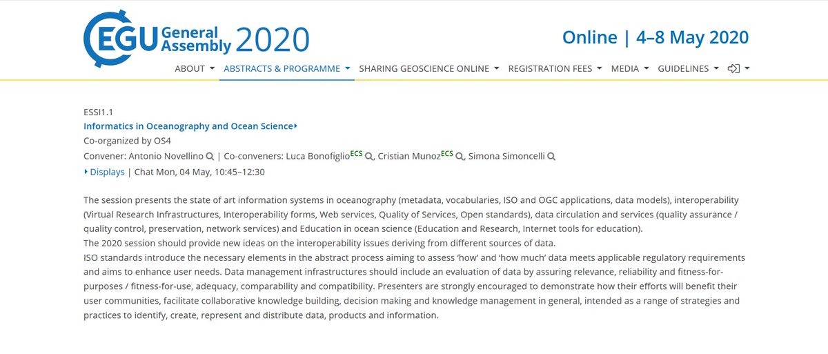 SeaDataNet's tweet photo. If you are interested to know new opportunities offered by #SeaDataNet #ocean #data #infrastructure participate to the live text chats  on Monday, 4 May 2020, 10:45–12:30 – session on Informatics in Oceanography and Ocean Science https://t.co/4JKUjhJTzH #SeaDataCloud #shareEGU20 https://t.co/KPJi7NLRKf