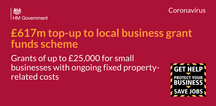 SciTechgovuk's tweet image. New £617m discretionary fund for local authorities in England to help businesses impacted by #coronavirus who have ongoing fixed property-related costs and were previously outside the scope of the business grant funds scheme.

Find out more 👉  orlo.uk/UeOEB