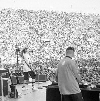 UtahSaints's tweet photo. #stadiumhouse (thanks to @KLF_Online for that) thanks to @U2 for putting us there. Vinyl, decks, midi guitars playing samples,ahem keytars(!),Simmons kit.A lot of samplers.1993.Thanks to @dadiism & @jimmcquaid for keeping it all running. Live electronica-scruffy,but effective.... https://t.co/t16aZyhCUY