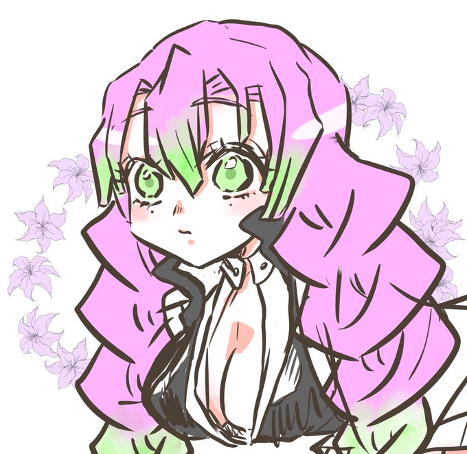 おおのさんがTwitterに投稿した甘露寺蜜璃(鬼滅の刃)のイラスト。
