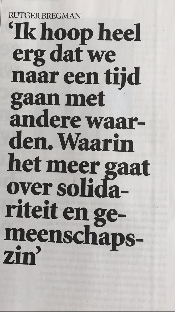 Ik ben voor! Wie nog meer? #solidariteit #corona
#rutgerbregman #volkskrant