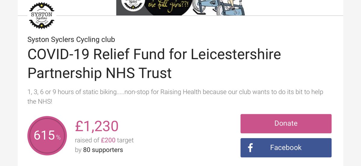 Utterly, overwhelmingly fantastic!Good luck to Jo Behrsin who is doing the challenge today so she can look after her NHS superhero husband tomorrow after his 12 hour shift in intensive care today.Our target was £200 so this is just amazing and will spur us all on tomorrow.🌈🙏🏻💛