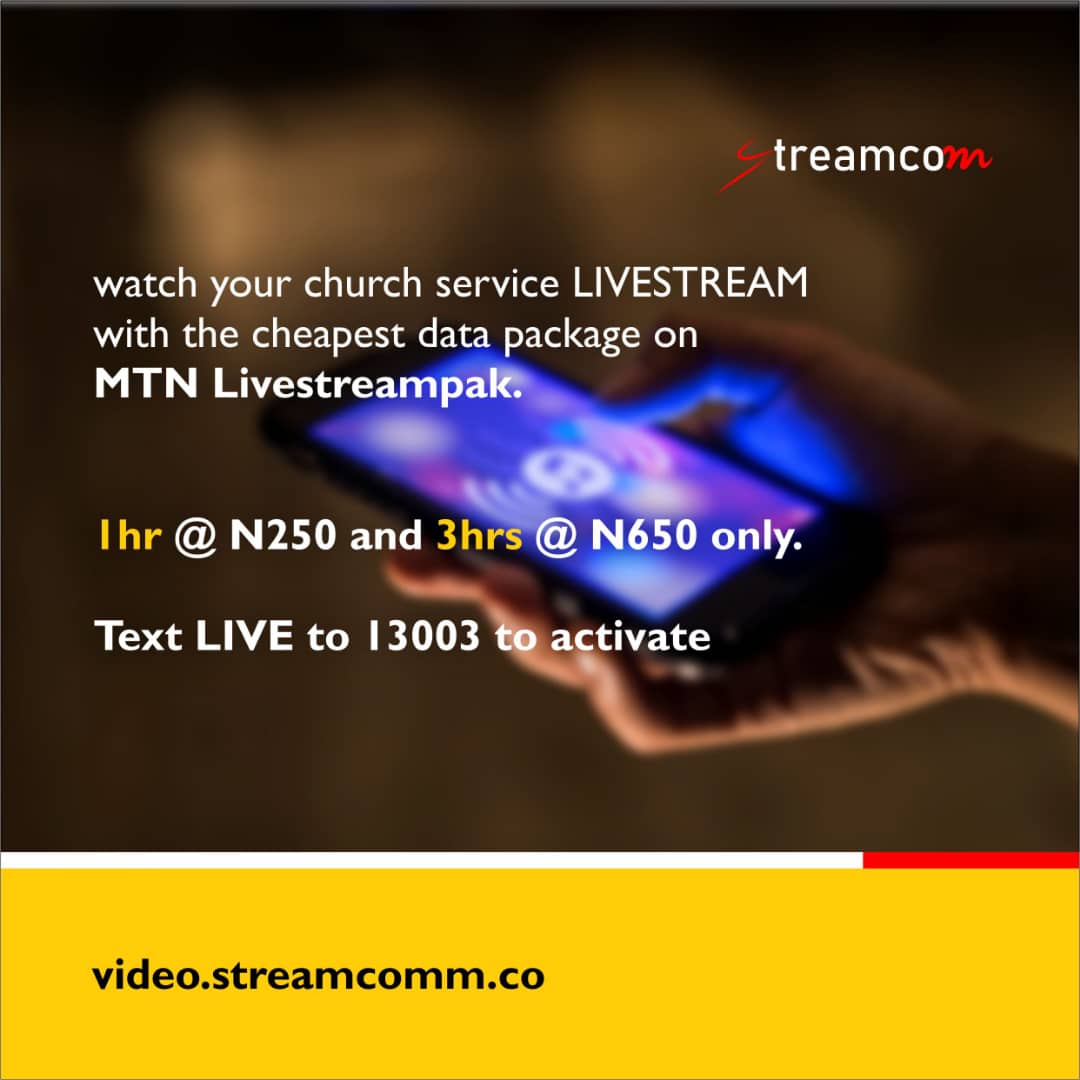 livestreampak's tweet photo. Watch the your church service live tomorrow on @livestreampak  cheaper data offer for 
@MTNNG
 customers. Text Live 1 to 13003 for 1hour streaming 
@N250
 only or Live 2 for 3hours 
@N650
 only. Click https://t.co/C3m7IDLuZk https://t.co/BFWgPlzlgE