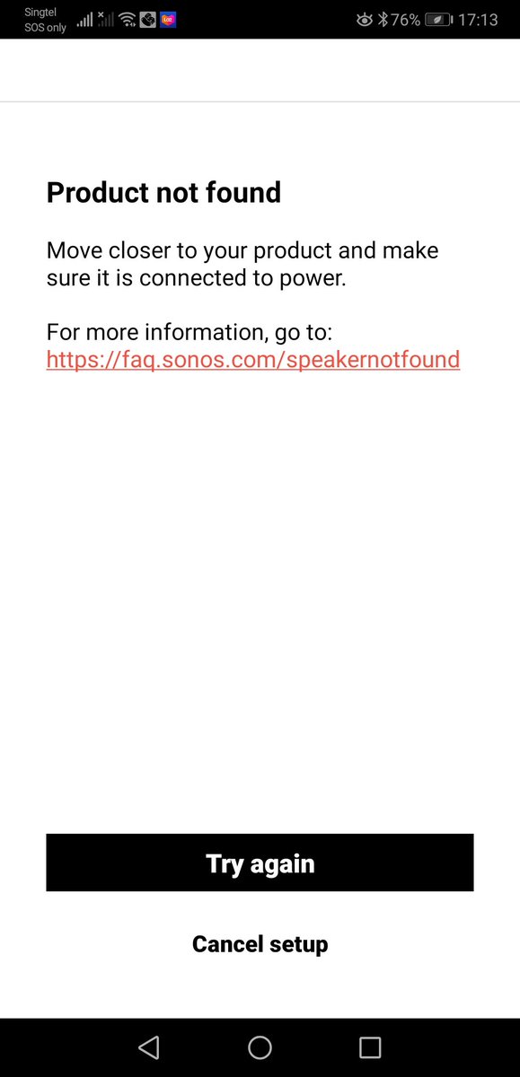jonniter's tweet photo. @SonosSupport did factory reset, following all instructions but still unable to connect play5. Can you help? https://t.co/mOaNfZbHt7