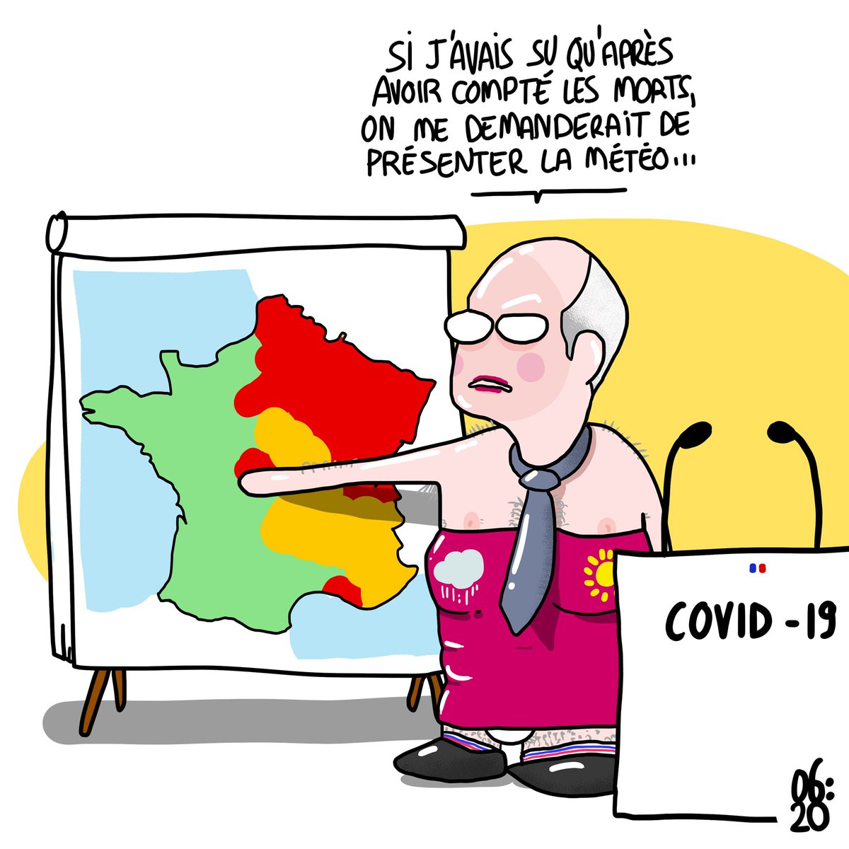 6 H Miss Meteo Jeromesalomon Olivierveran Carte France Confinement Deconfinement 11mai Meteo Rouge Orange Vert Covid 19 Covid19 Coronavirus Dessin Dessindepresse Illustration Illustrationoftheday Illustrator