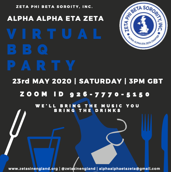ZetasInEngland's tweet photo. Get your grills out and join us for this virtual event! Join the ladies of AAHZ for this virtual BBQ. Share your best grilling recipes with us as we socialize over Zoom. We hope to see you there. #AAHZ #ZetasInEngland https://t.co/iUVdtxRssx