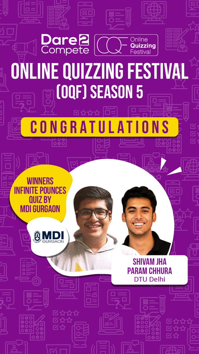 InfinitePounces's tweet photo. Many more quizzes and prizes to be won. Go ahead and register yourself at: https://t.co/jAglpOLxHu
@Dare2Compete
 
#quizzing https://t.co/dg4MWcZfTq
